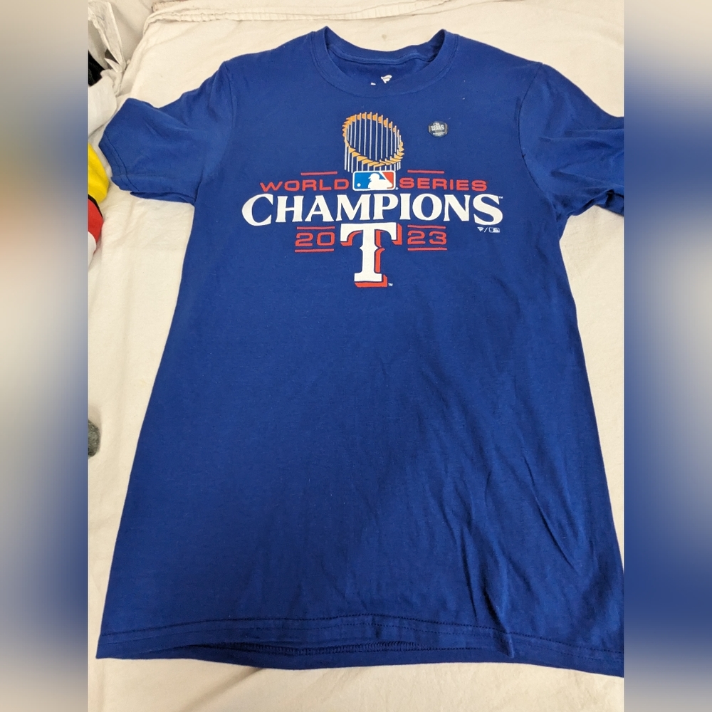 TEXAS RANGERS NWT 2023 World Championship Blue Tee Small
